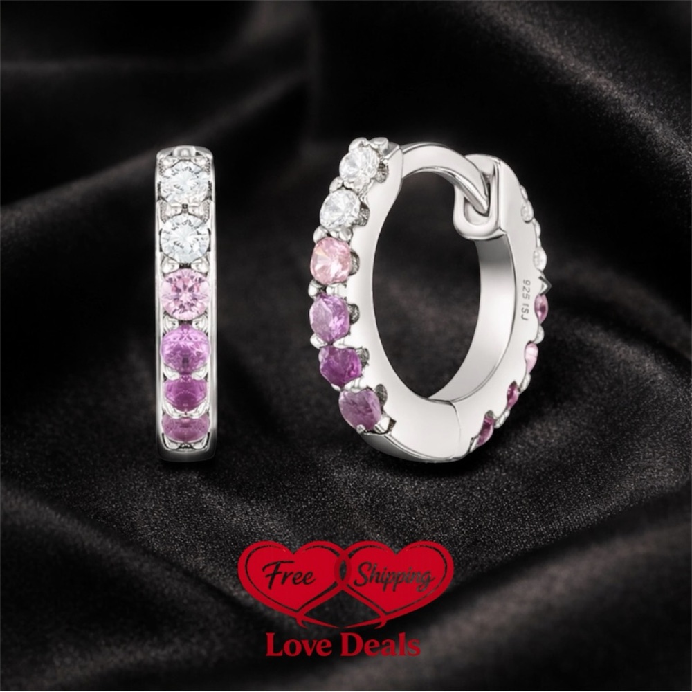 #ILARIAPERU | 925 Sterling Silver Earrings For Kids | Pink & Purple Zirconia